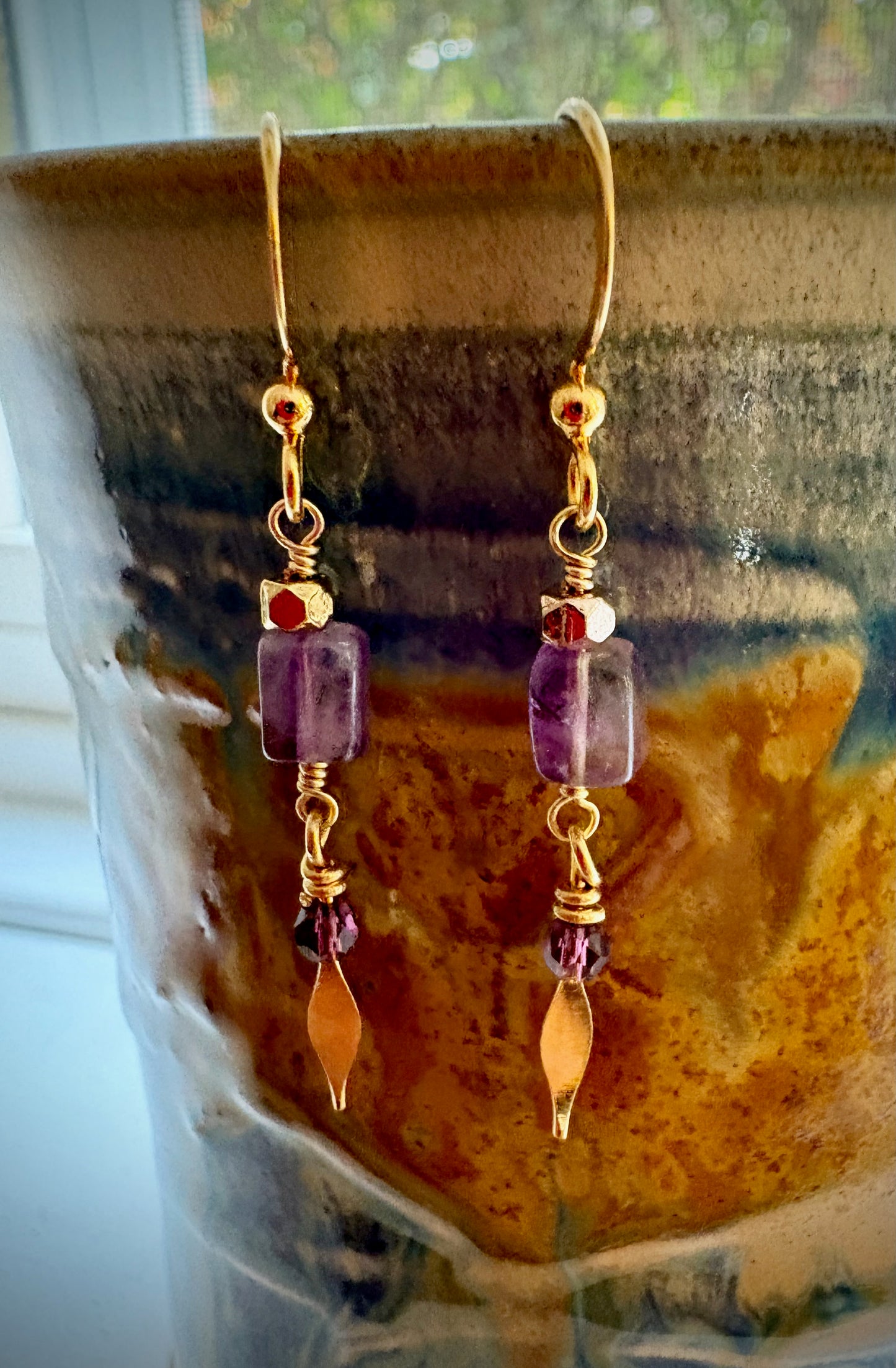 Aitana Earrings - Amethyst and Crystal