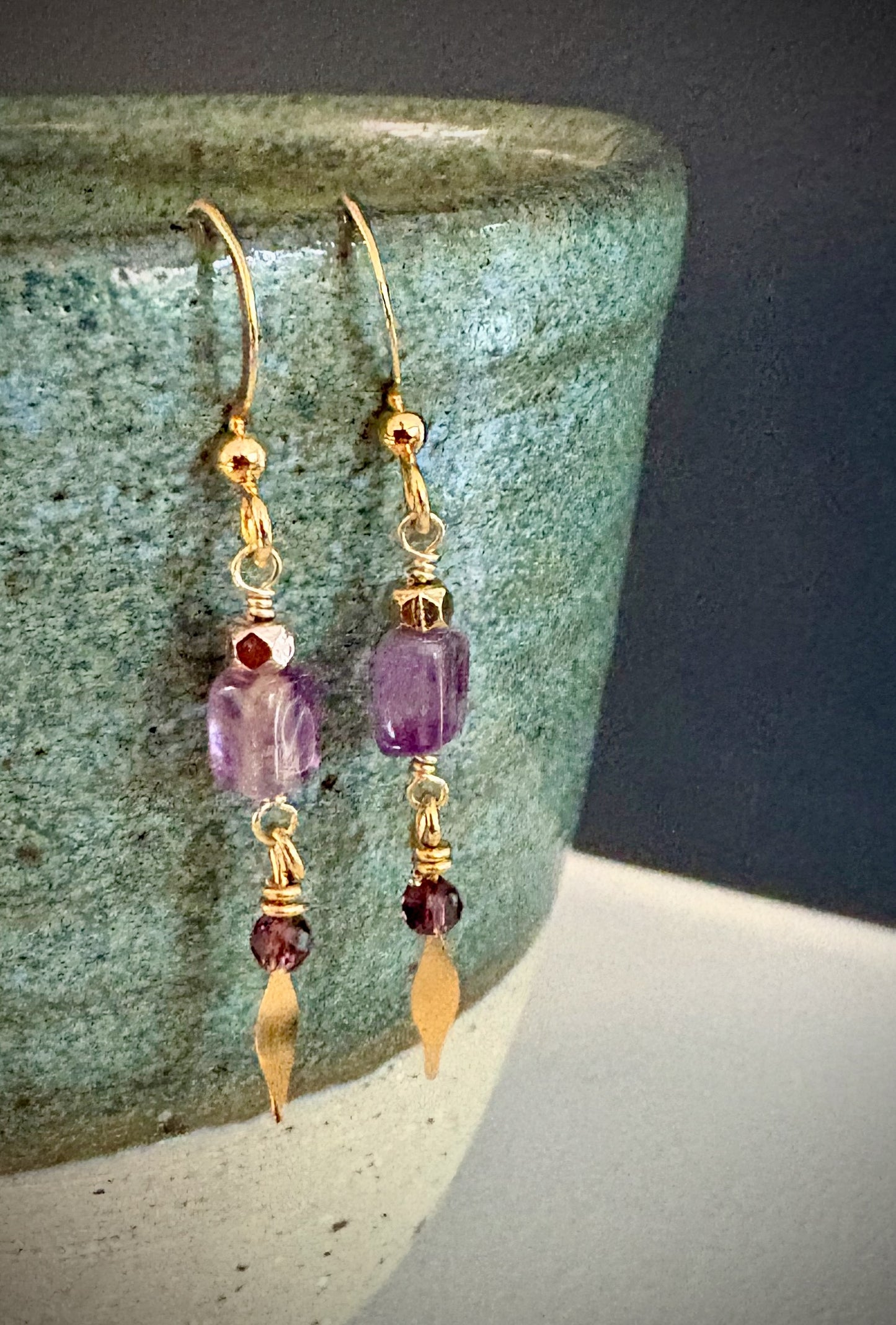 Aitana Earrings - Amethyst and Crystal