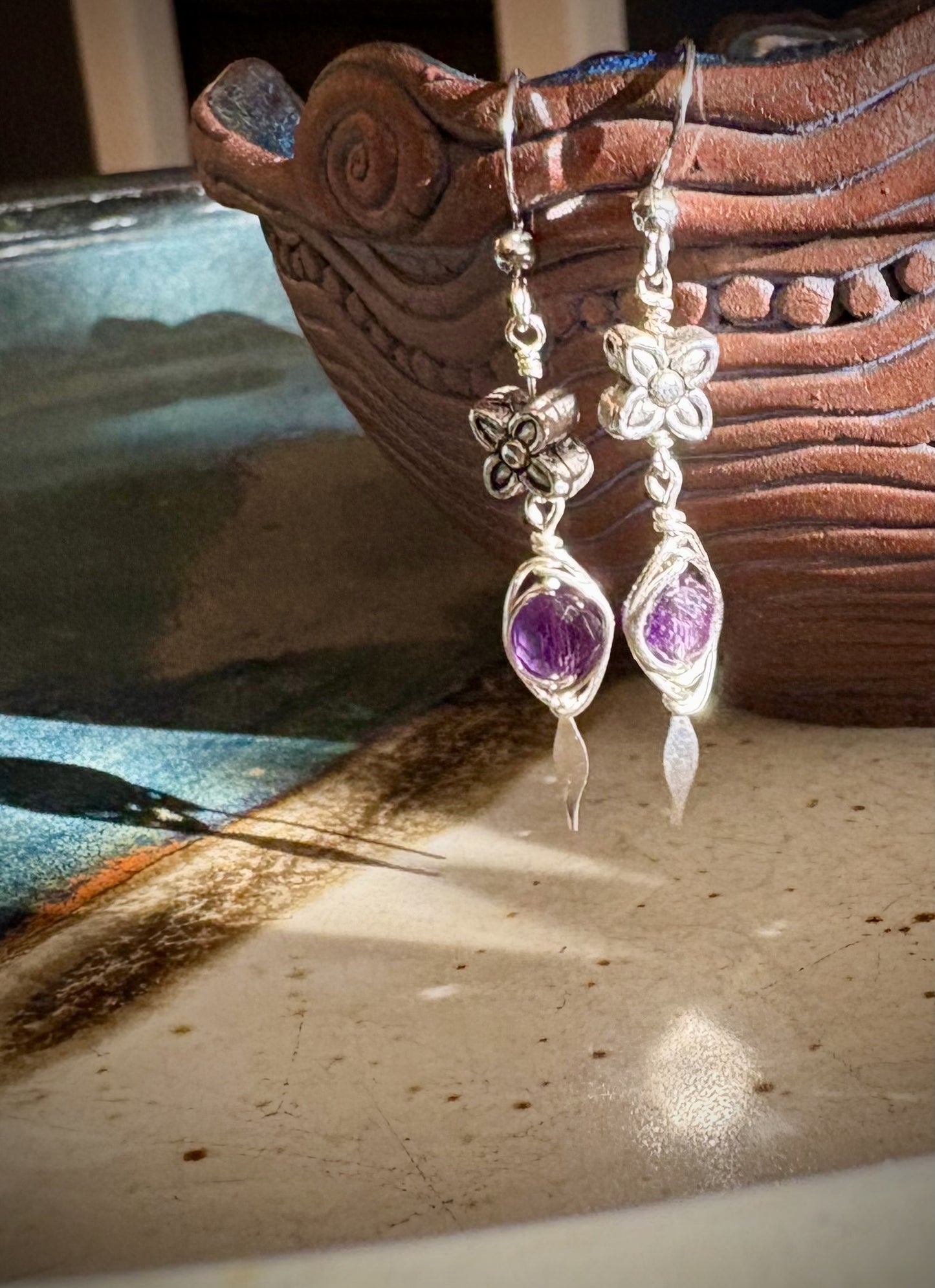 Coraje Earrings - Faceted Amethyst
