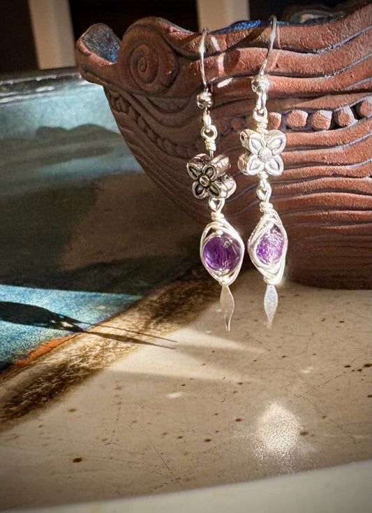 Coraje Earrings - Faceted Amethyst