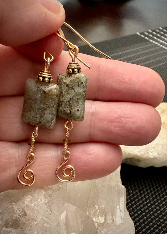 Amelia Earrings - Chrysocolla in Quartz