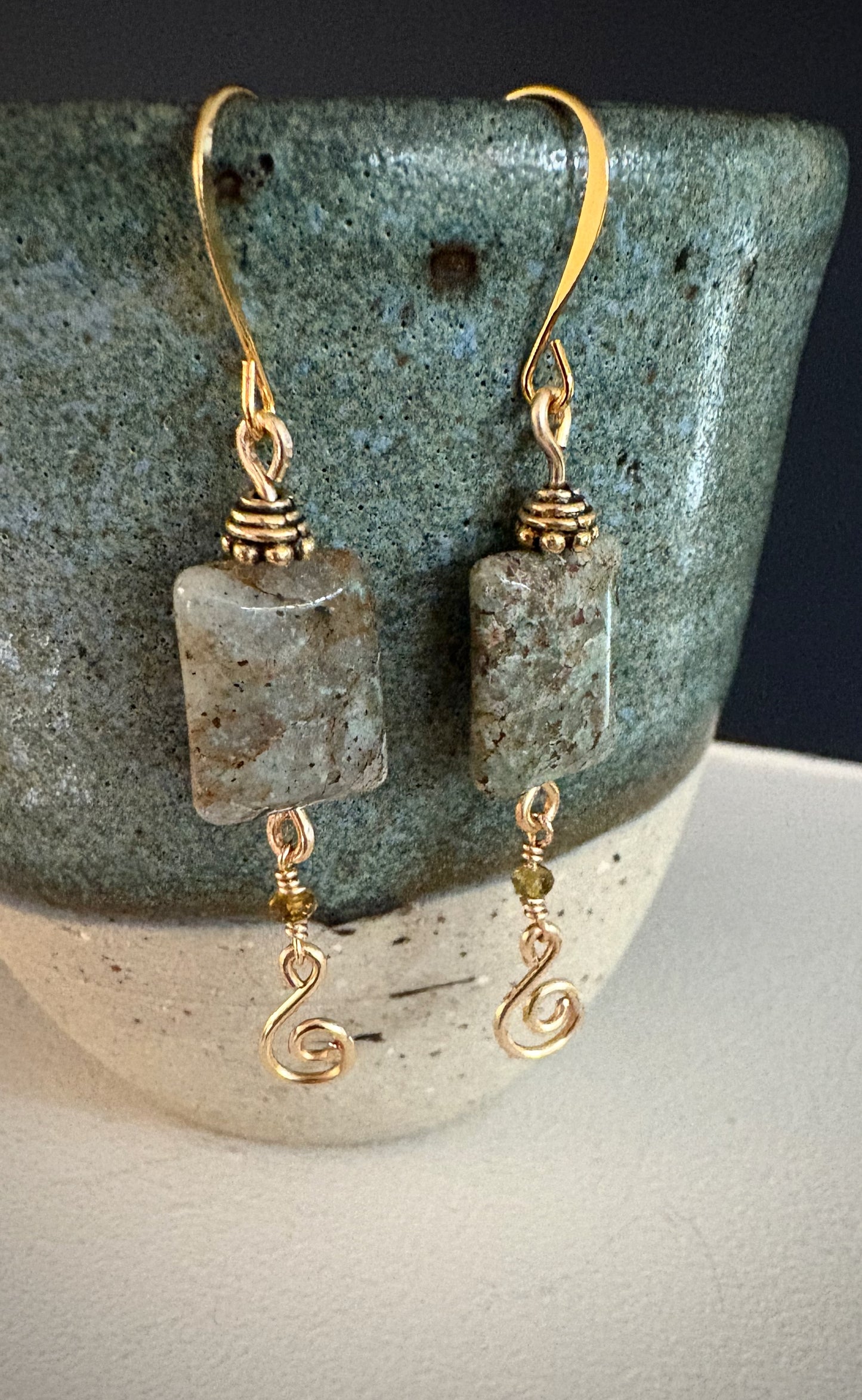 Amelia Earrings - Chrysocolla in Quartz