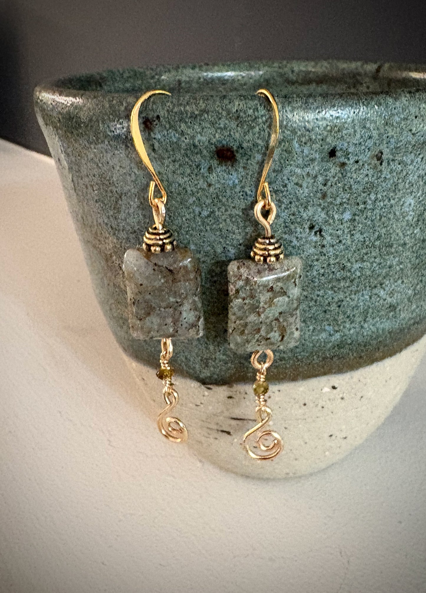 Amelia Earrings - Chrysocolla in Quartz