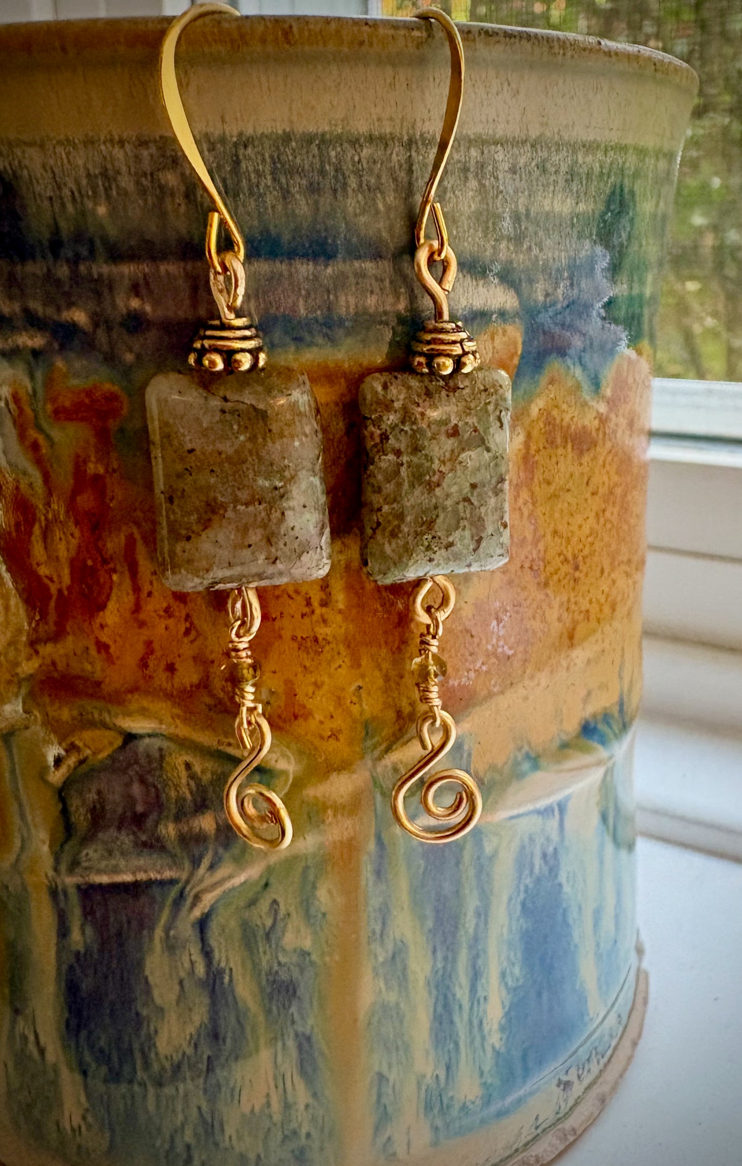 Amelia Earrings - Chrysocolla in Quartz