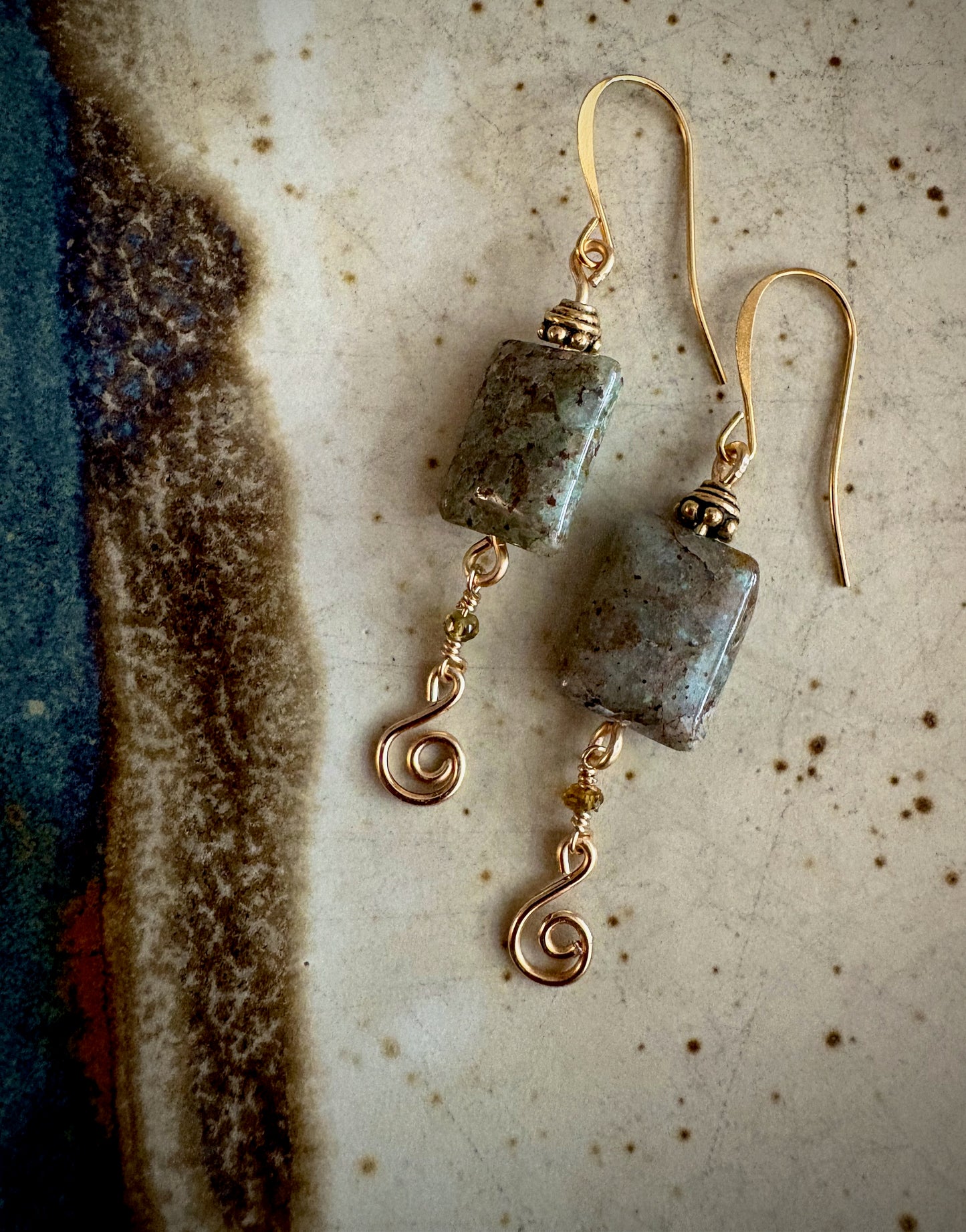 Amelia Earrings - Chrysocolla in Quartz