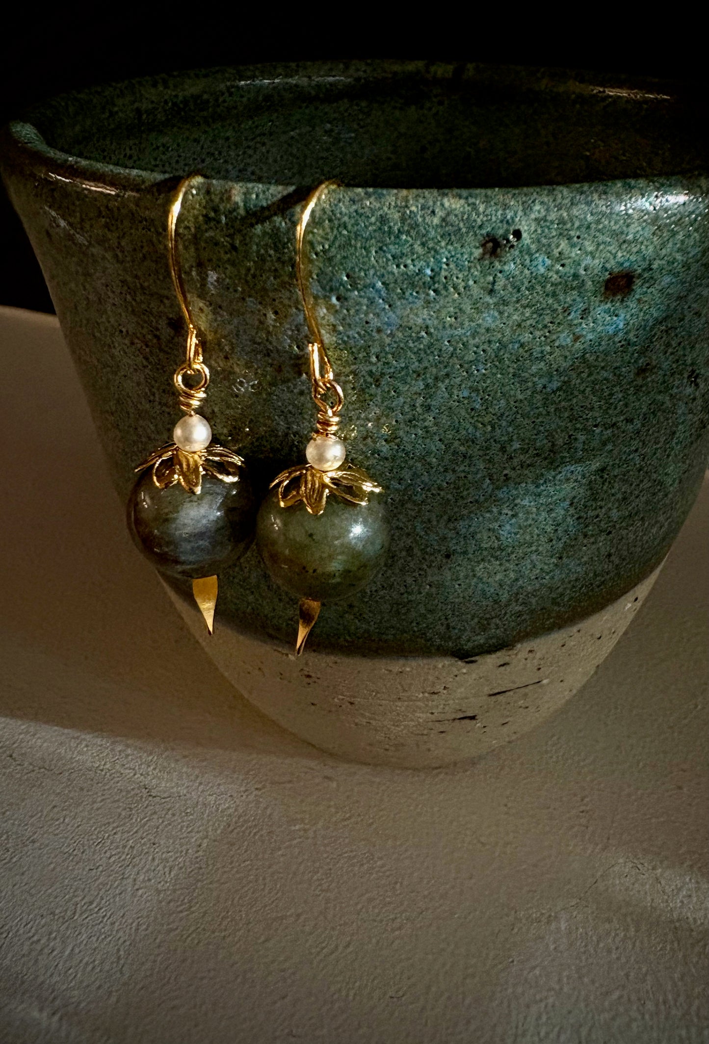 Maya Earrings - Labradorite and Pearl
