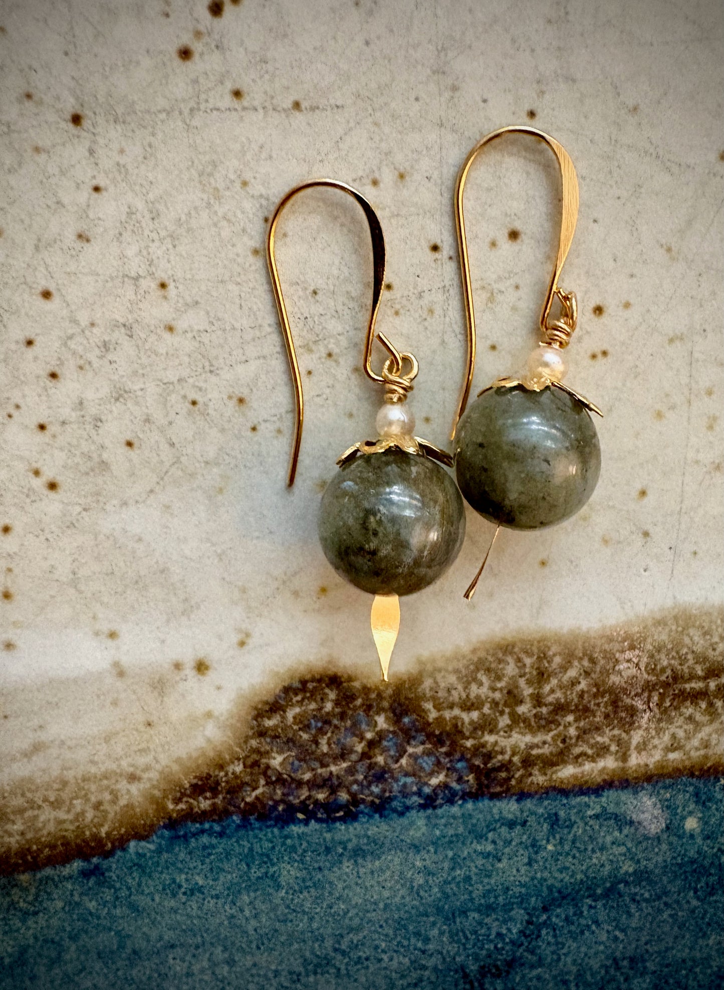 Maya Earrings - Labradorite and Pearl