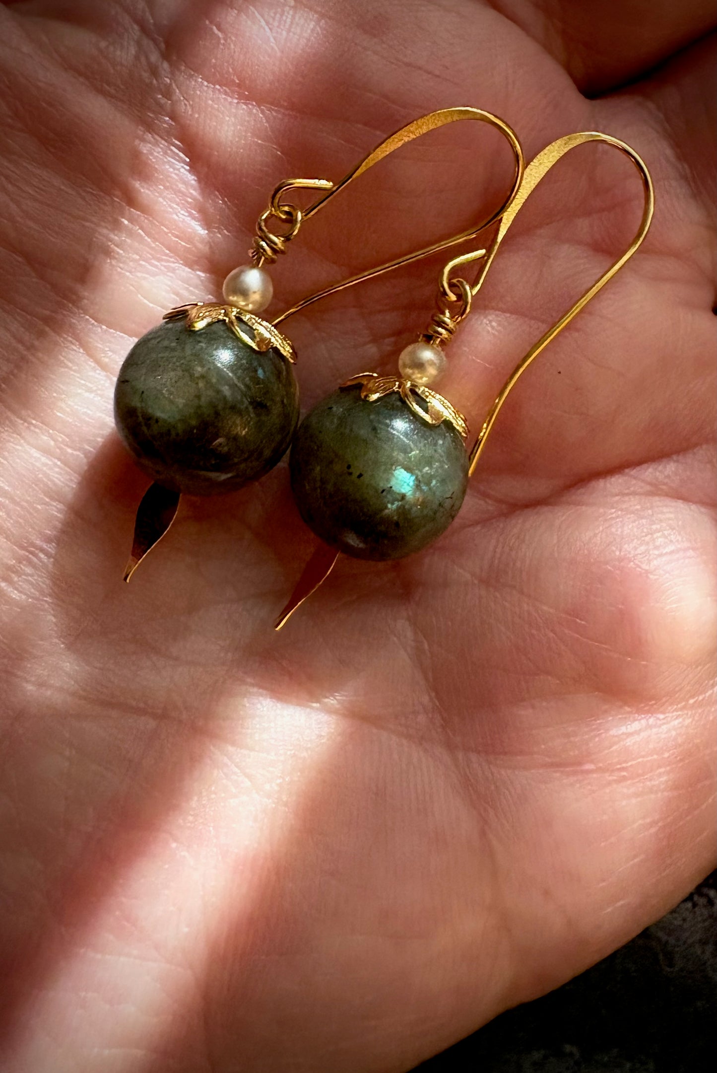 Maya Earrings - Labradorite and Pearl