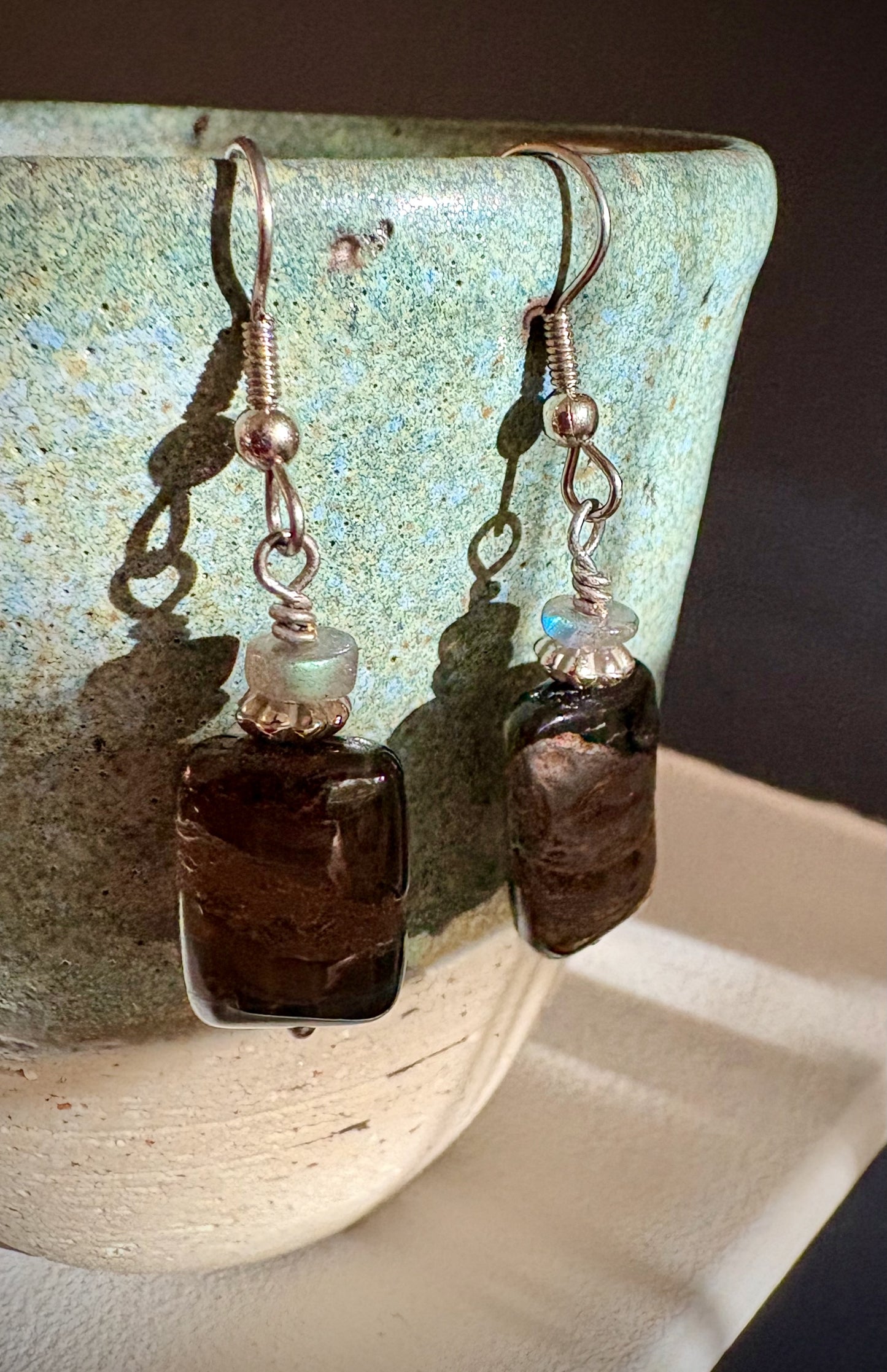 Catalina Earrings - Falcon's Eye and Labradorite