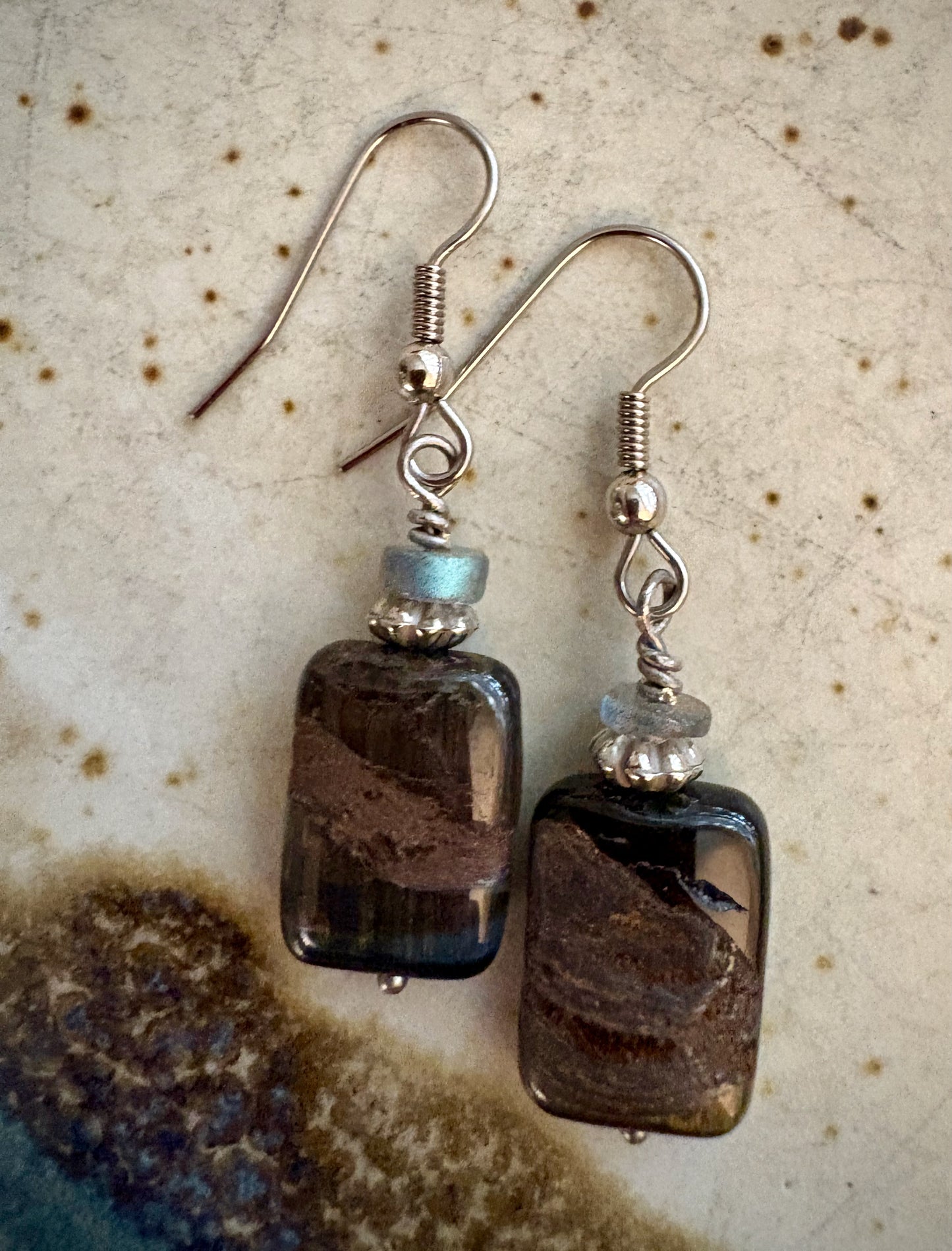 Catalina Earrings - Falcon's Eye and Labradorite