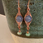 Renata Earrings - Copper Herringbone Wrapped Blue Aventurine and Amazonite
