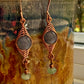 Renata Earrings - Copper Herringbone Wrapped Blue Aventurine and Amazonite