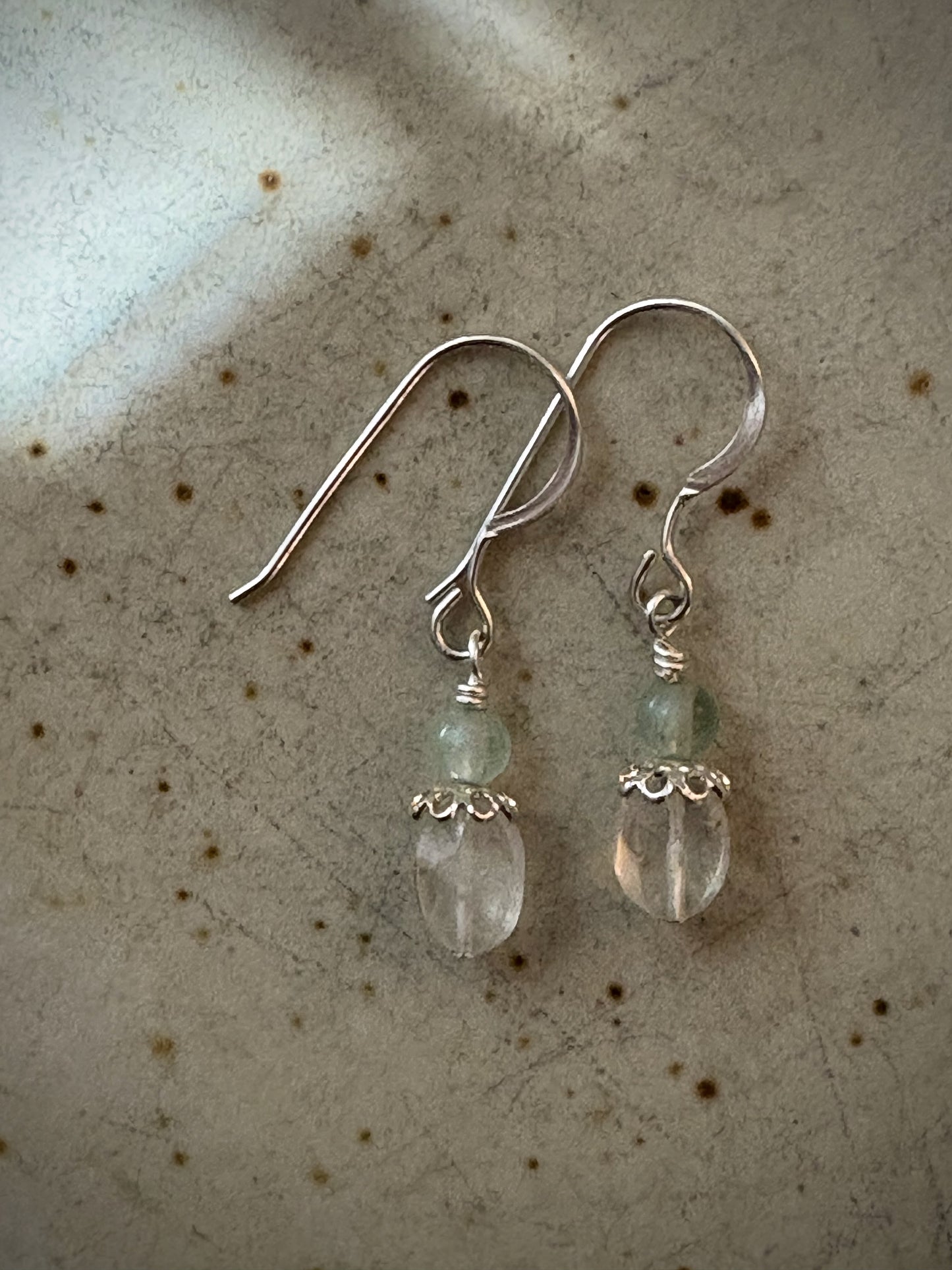 Tethyra Earrings - Moonstone and Fluorite