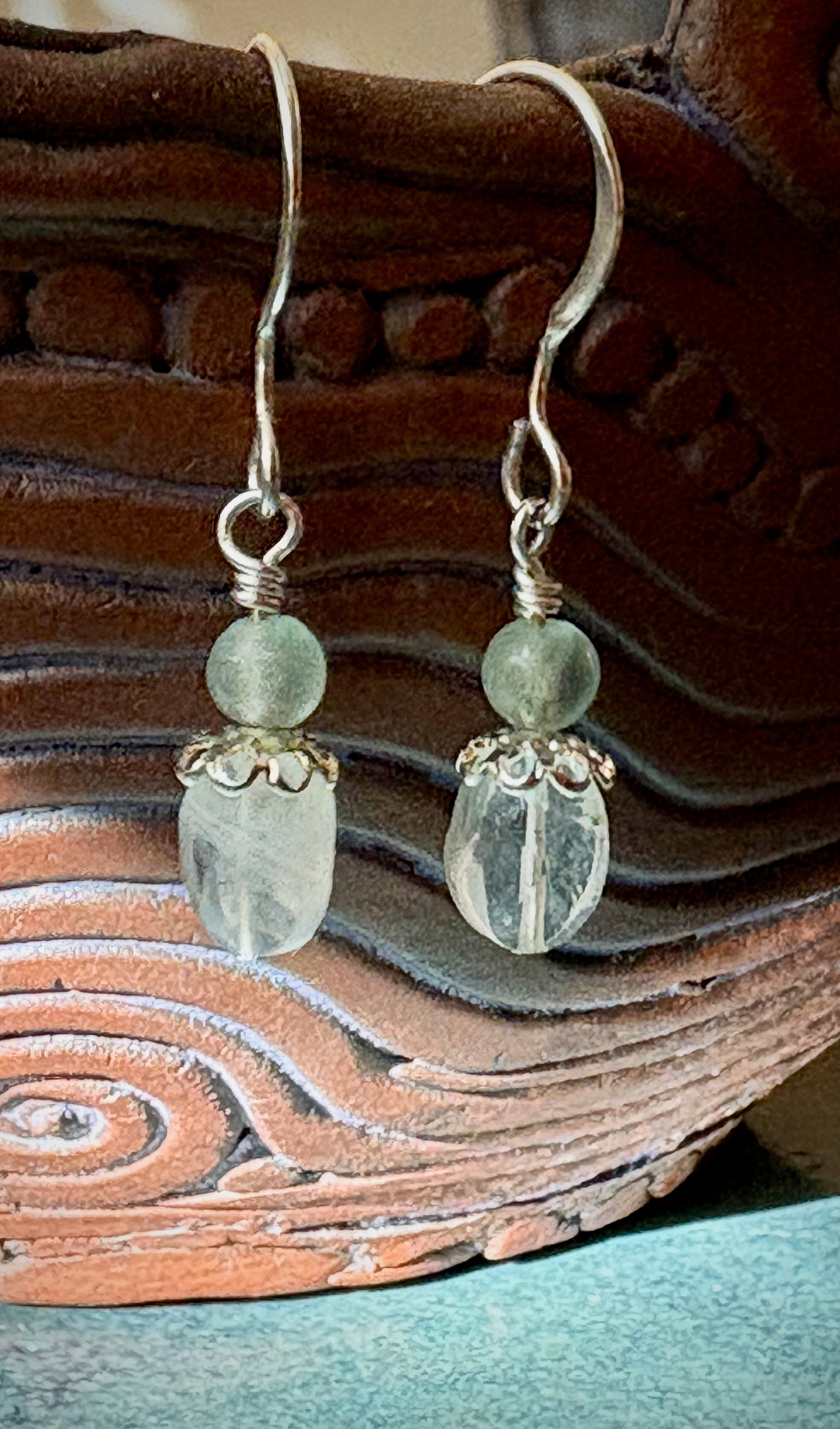 Tethyra Earrings - Moonstone and Fluorite