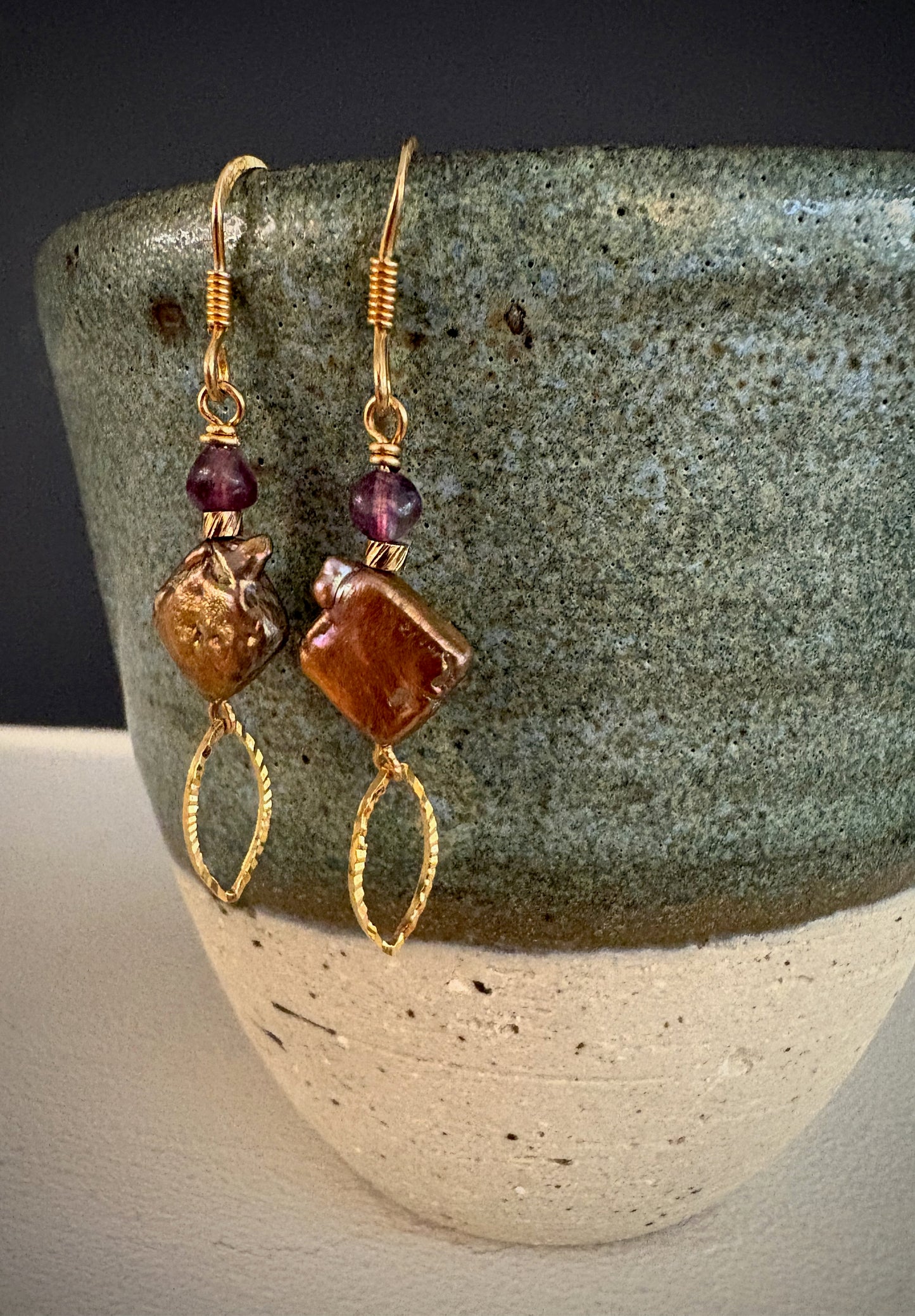 Amora Earrings - Pearl and Fluorite