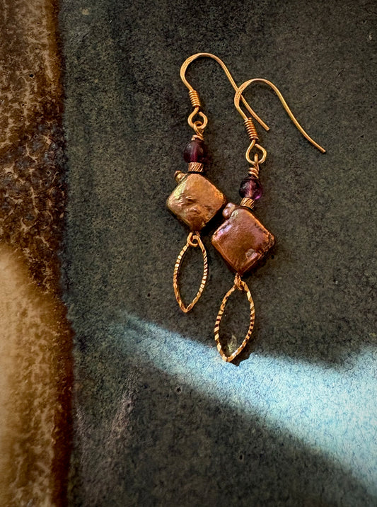 Amora Earrings - Pearl and Fluorite