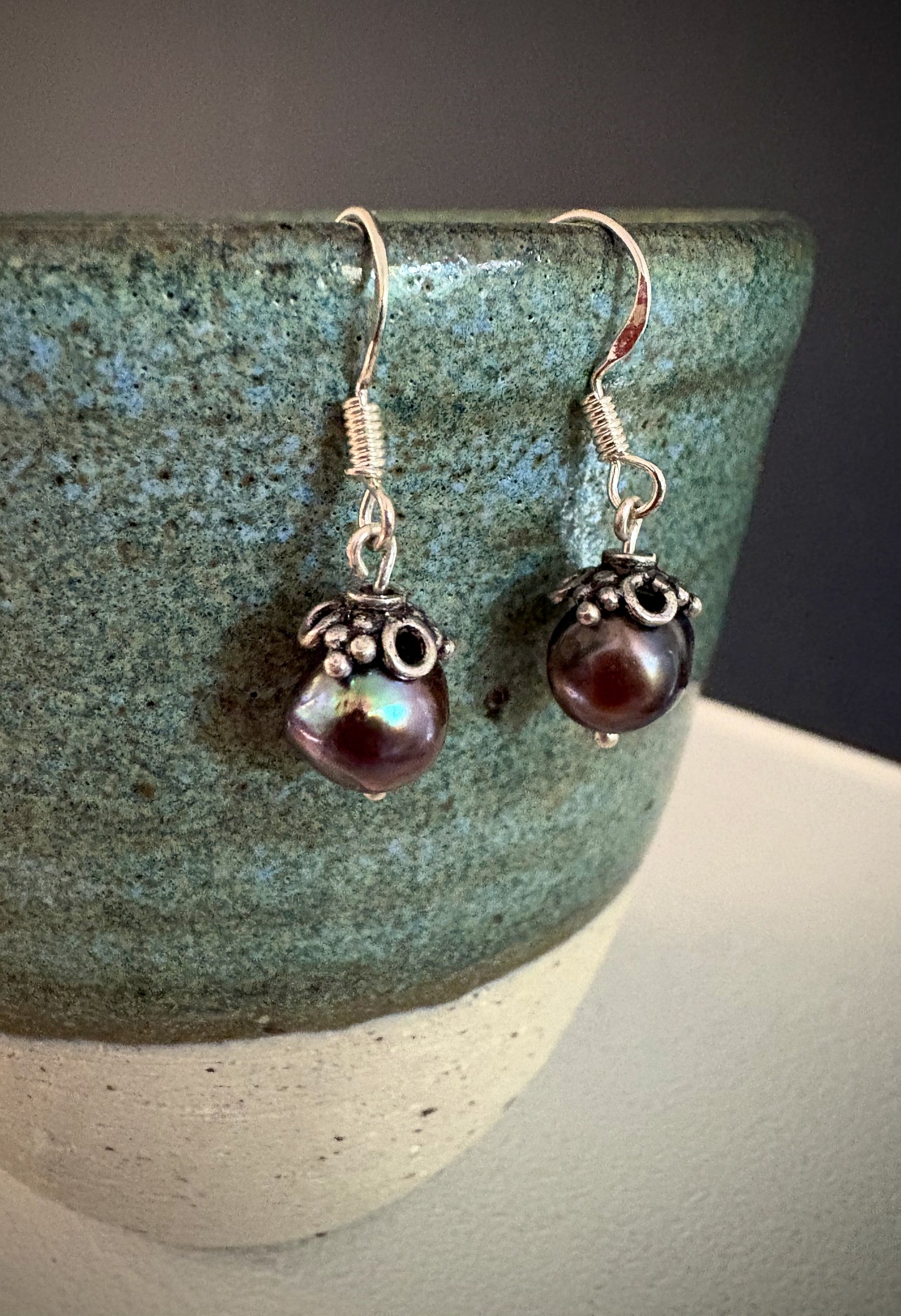 Elena Earrings - Peacock Pearl