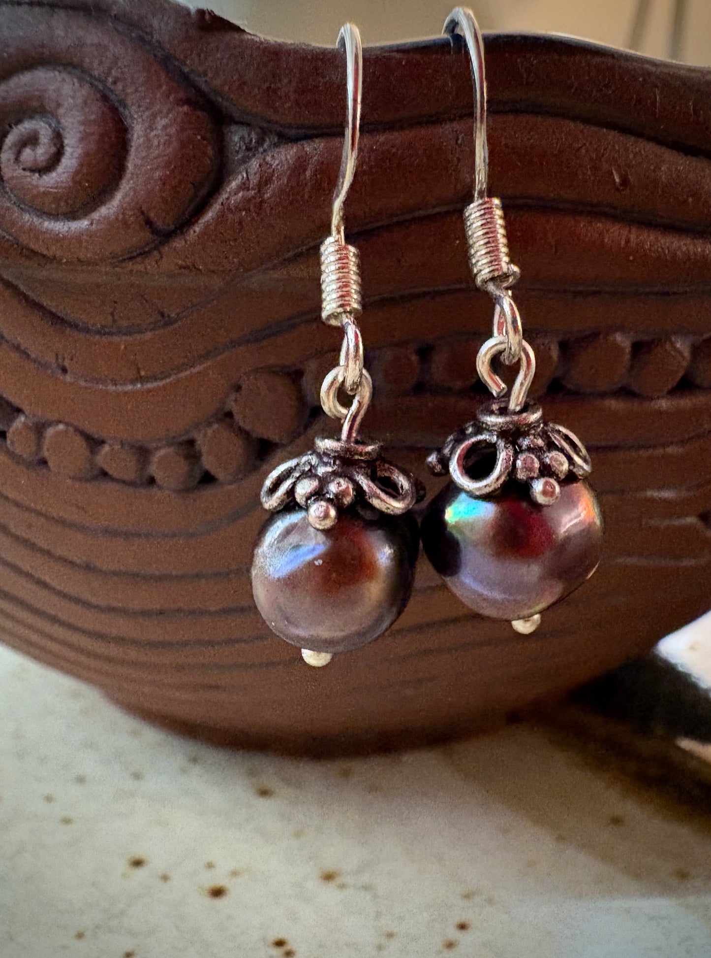 Elena Earrings - Peacock Pearl