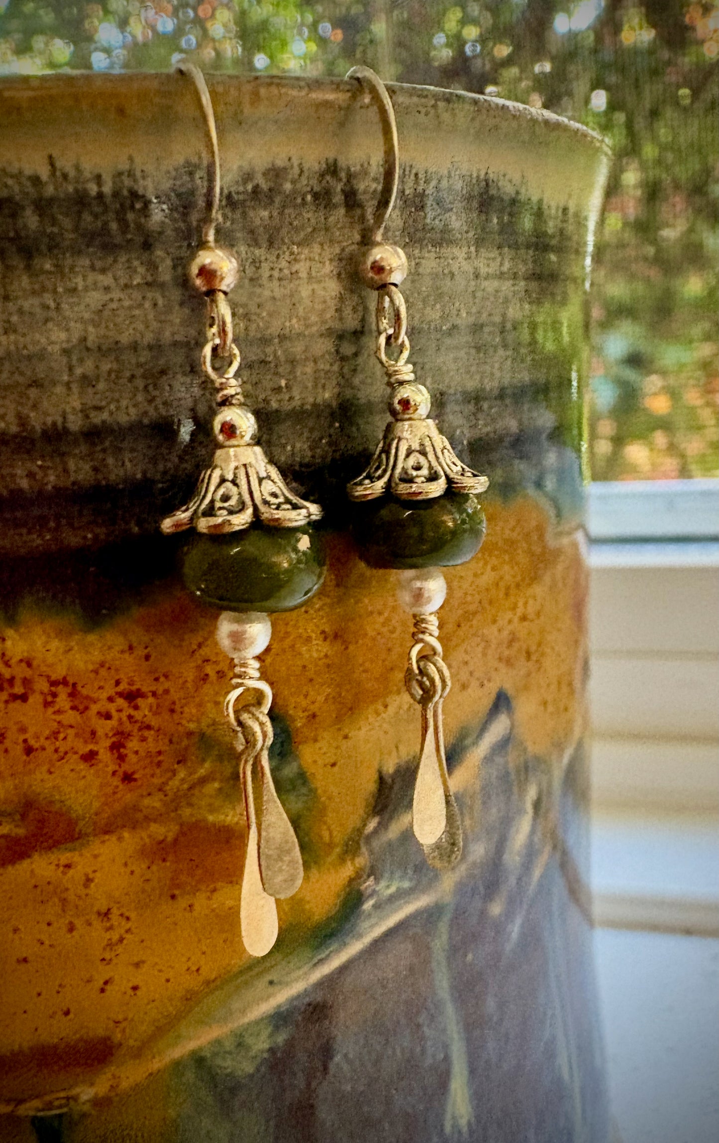 Catalina Earrings - Moss Agate