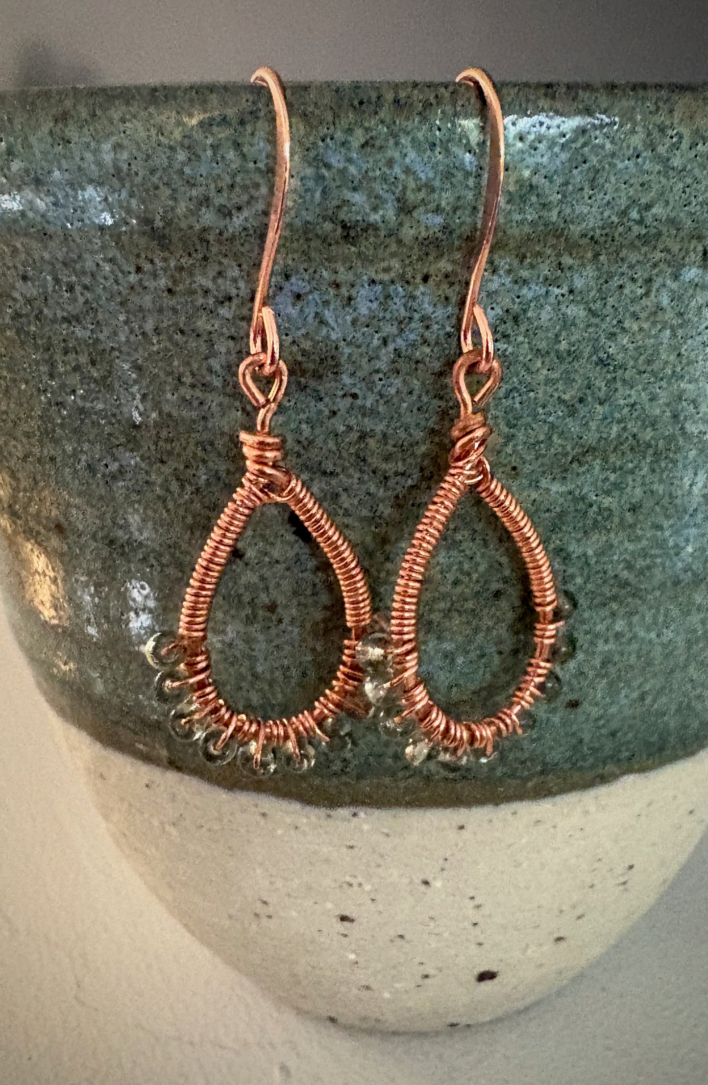 Ximena Earrings - Copper Wire Wrapped Glass Seed Beeds