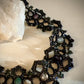 Roxelia Beadwork Choker Necklace - Fluorite and Sapphire