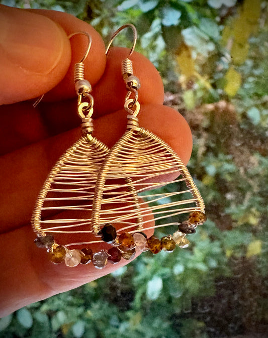 Nido Earrings - Garnet and Topaz