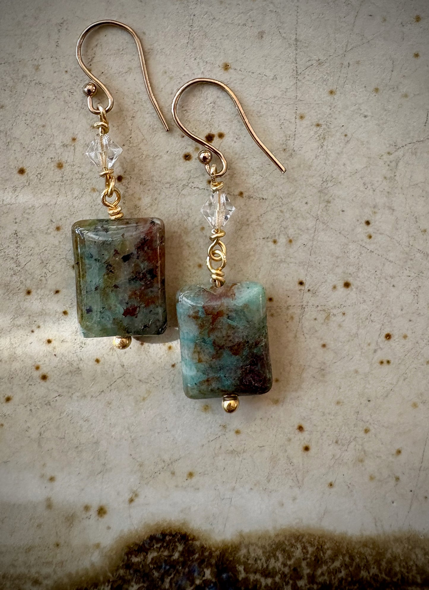 Clara Earrings - Chrysocolla in Quartz