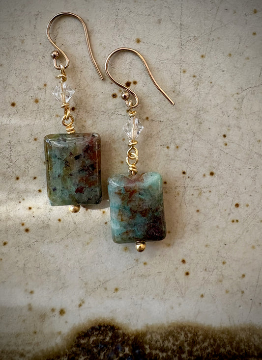 Clara Earrings - Chrysocolla in Quartz