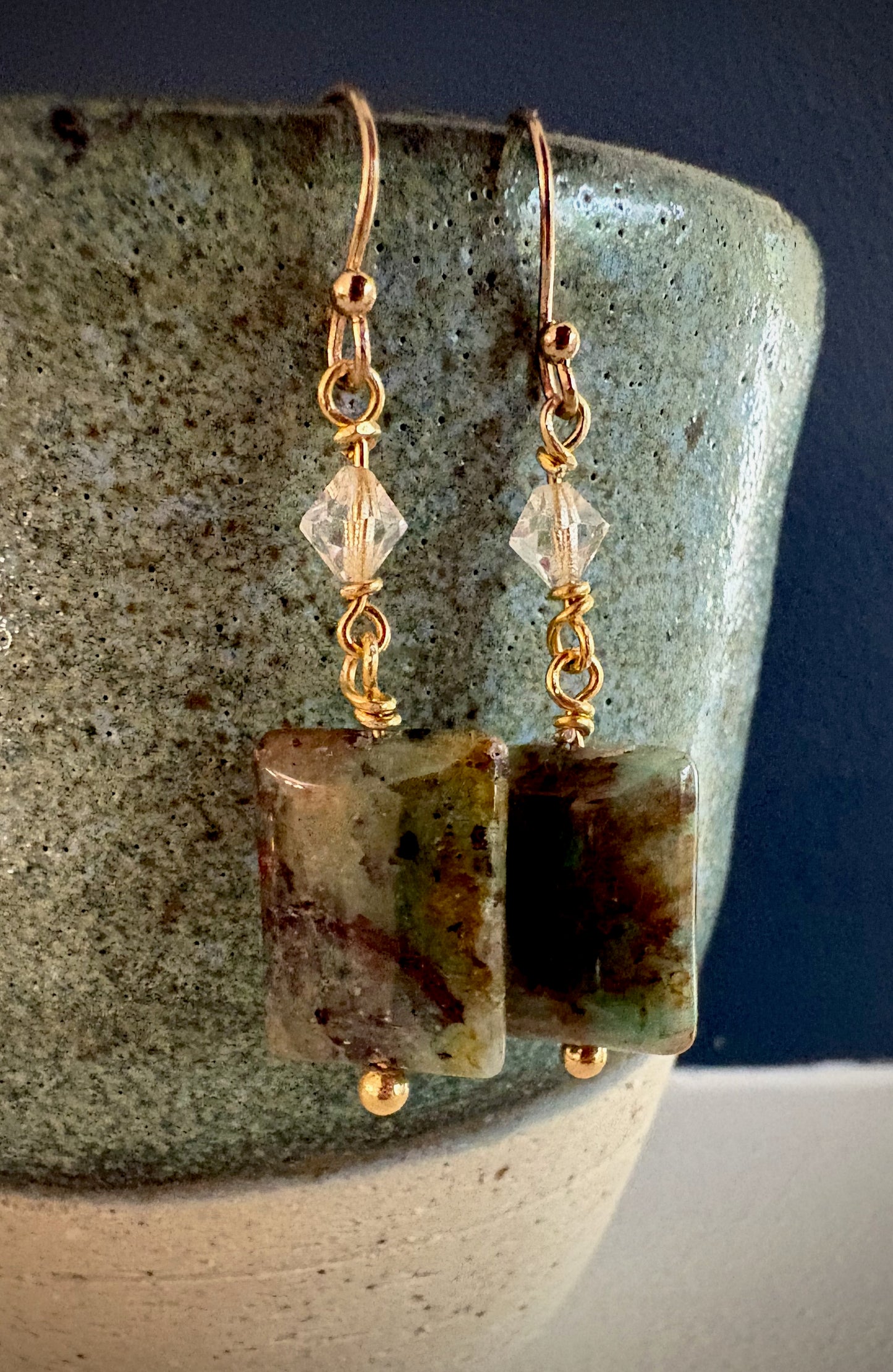 Clara Earrings - Chrysocolla in Quartz