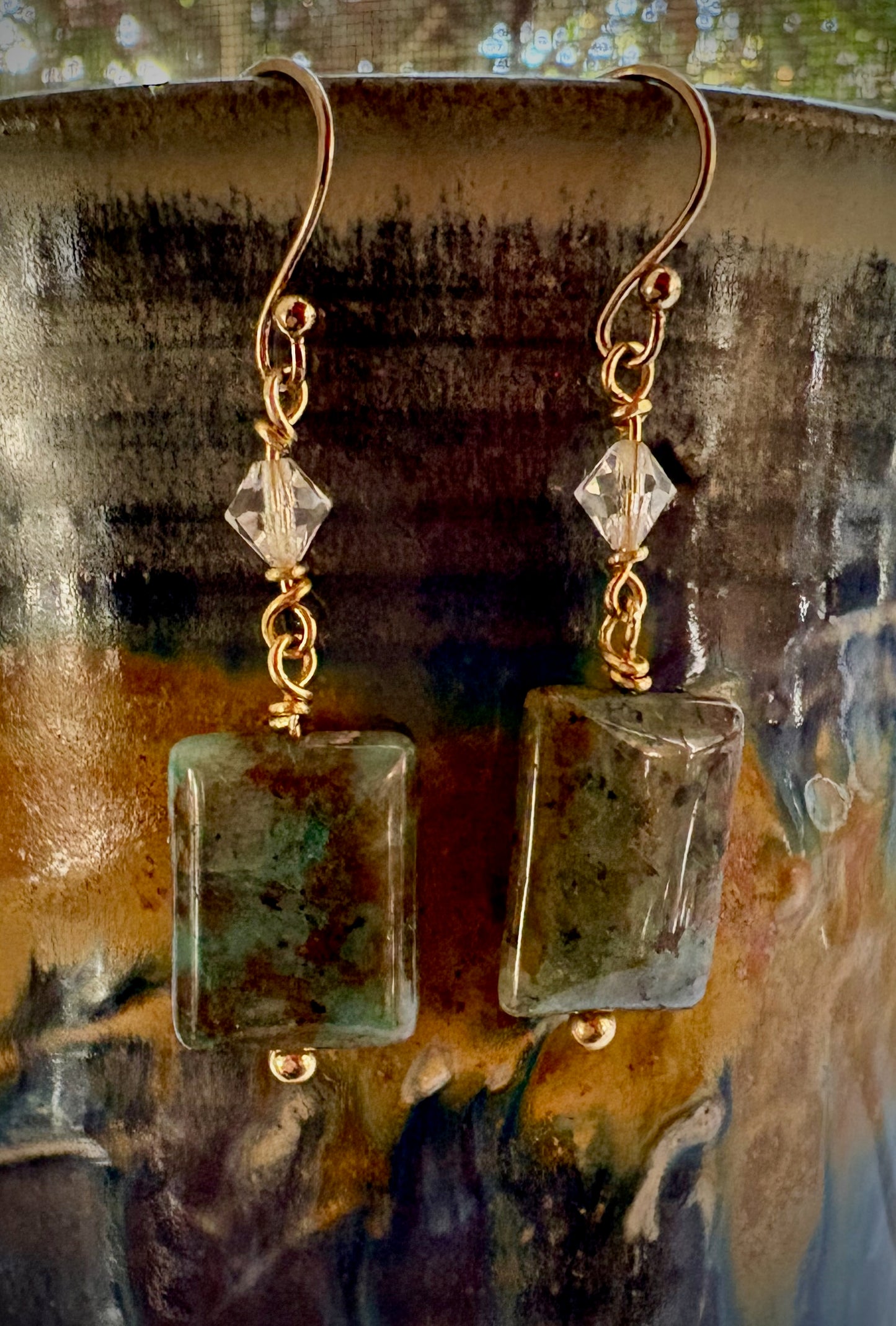Clara Earrings - Chrysocolla in Quartz