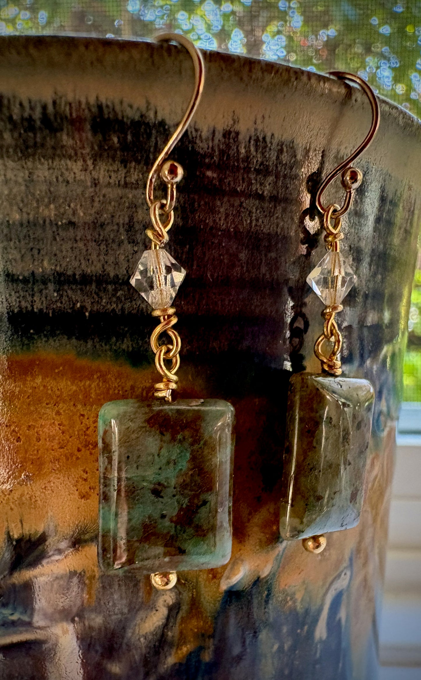 Clara Earrings - Chrysocolla in Quartz