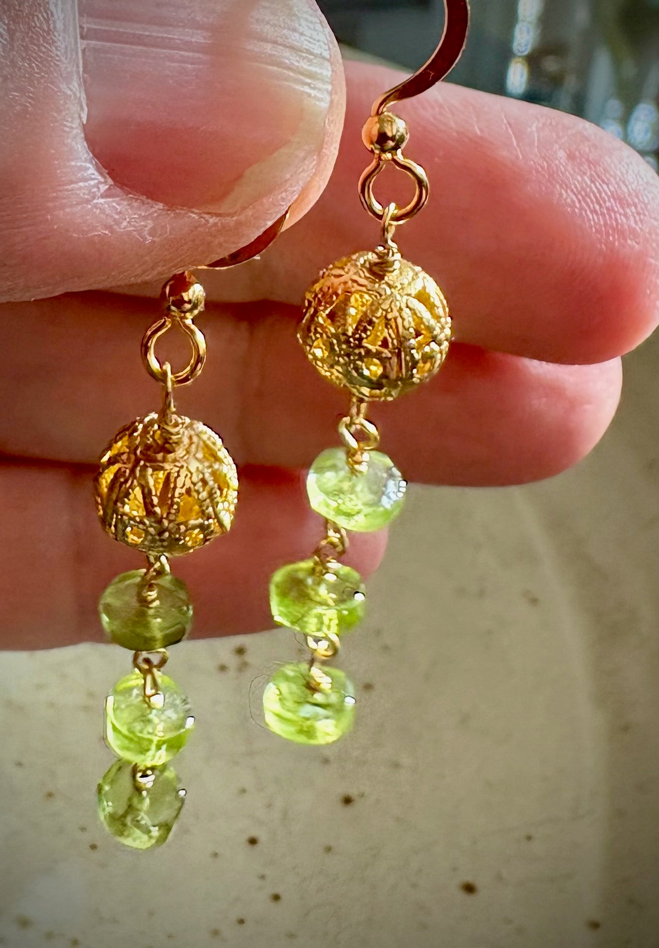 Valeria Earrings -Green Garnet