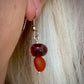 Carnelian and Lampwork Glass Mushroom Earrings