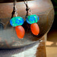 Carnelian and Lampwork Glass Mushroom Earrings