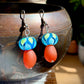 Carnelian and Lampwork Glass Mushroom Earrings