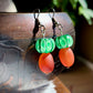 Carnelian and Lampwork Glass Mushroom Earrings