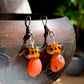 Carnelian and Lampwork Glass Mushroom Earrings