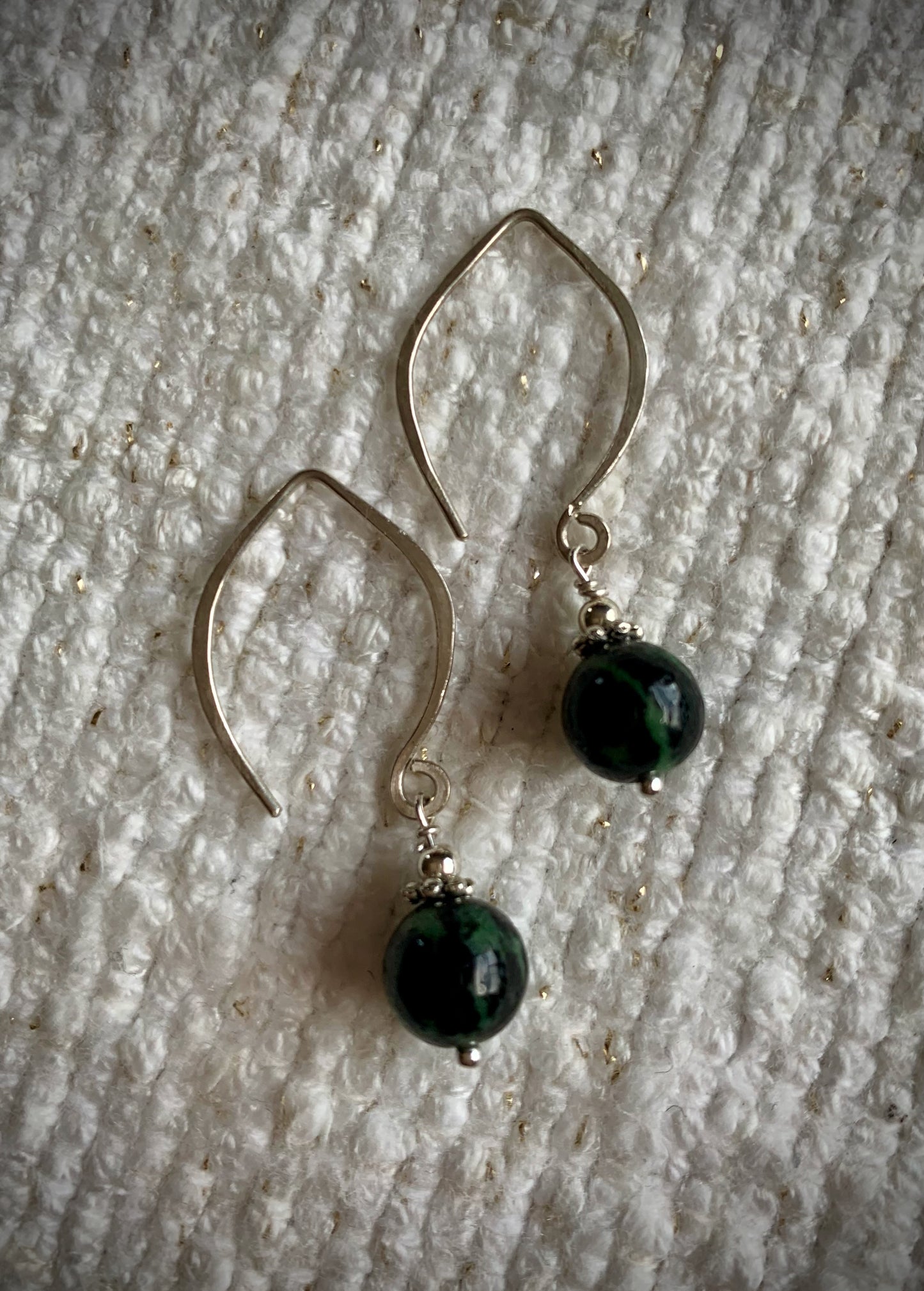 Ziosite Earrings with Leaf Shaped Ear Wires