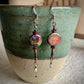 Rainbow Freshwater Pearl and Garnet Earrings