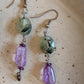 Tourmalinated Green Prehnite and Amethyst Earrings