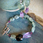 Tourmalinated Green Prehnite, Amethyst, Smoky Quartz Bracelet