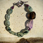 Tourmalinated Green Prehnite, Amethyst, Smoky Quartz Bracelet