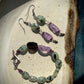 Tourmalinated Green Prehnite, Amethyst, Smoky Quartz Bracelet