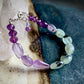 Amethyst and Tourmalinated Green Prehnite Bracelet