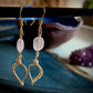 Primavera Earrings - Rose Quartz and Gold Wire Leaf with Spiral Wrap Detail