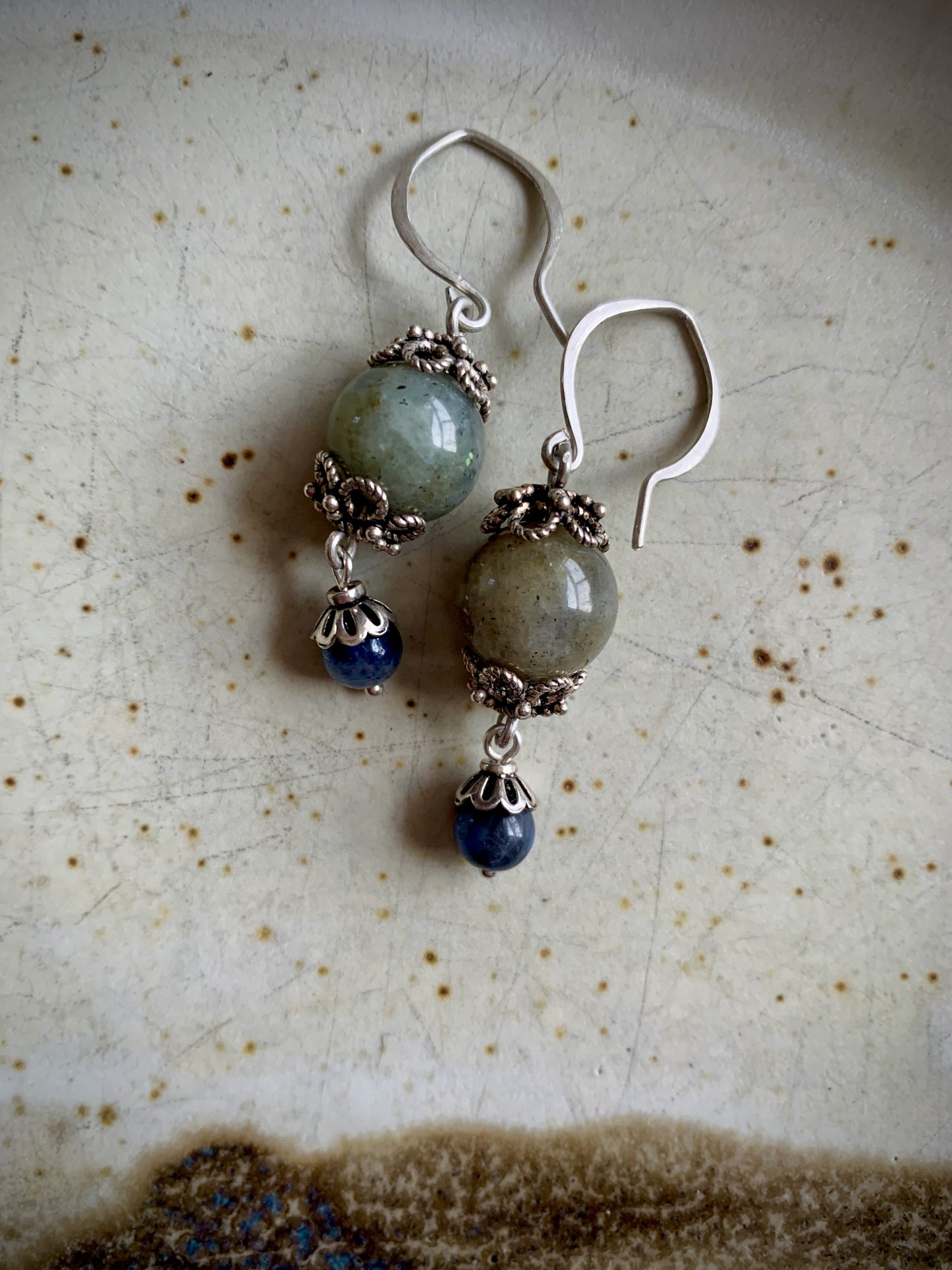 Labradorite and Blue Aventurine Earrings