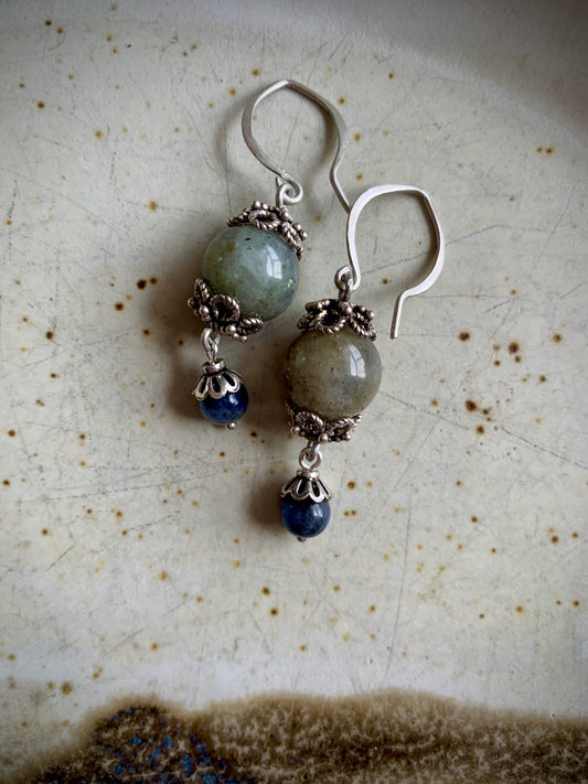 Labradorite and Blue Aventurine Earrings