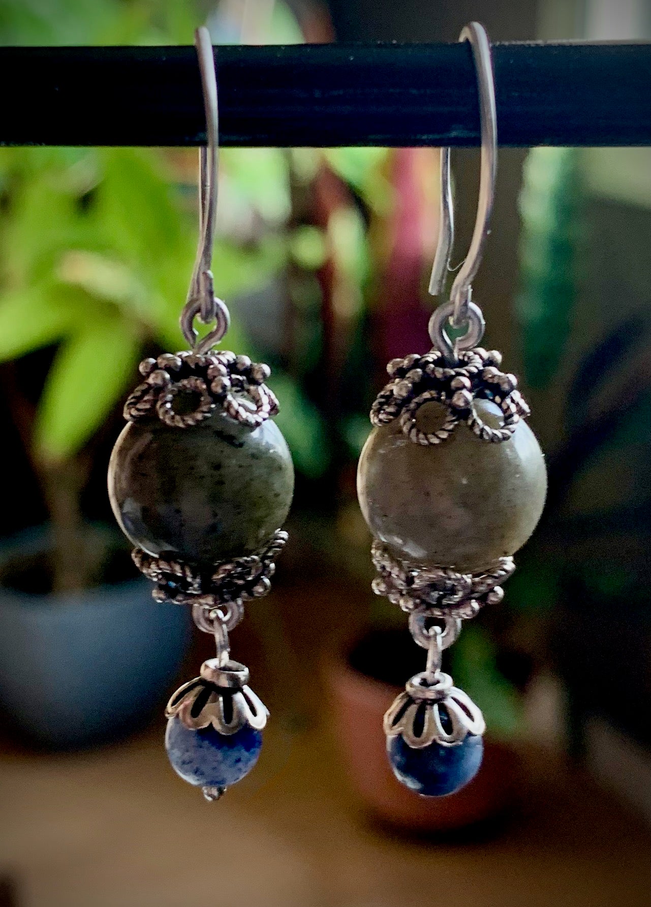 Labradorite and Blue Aventurine Earrings