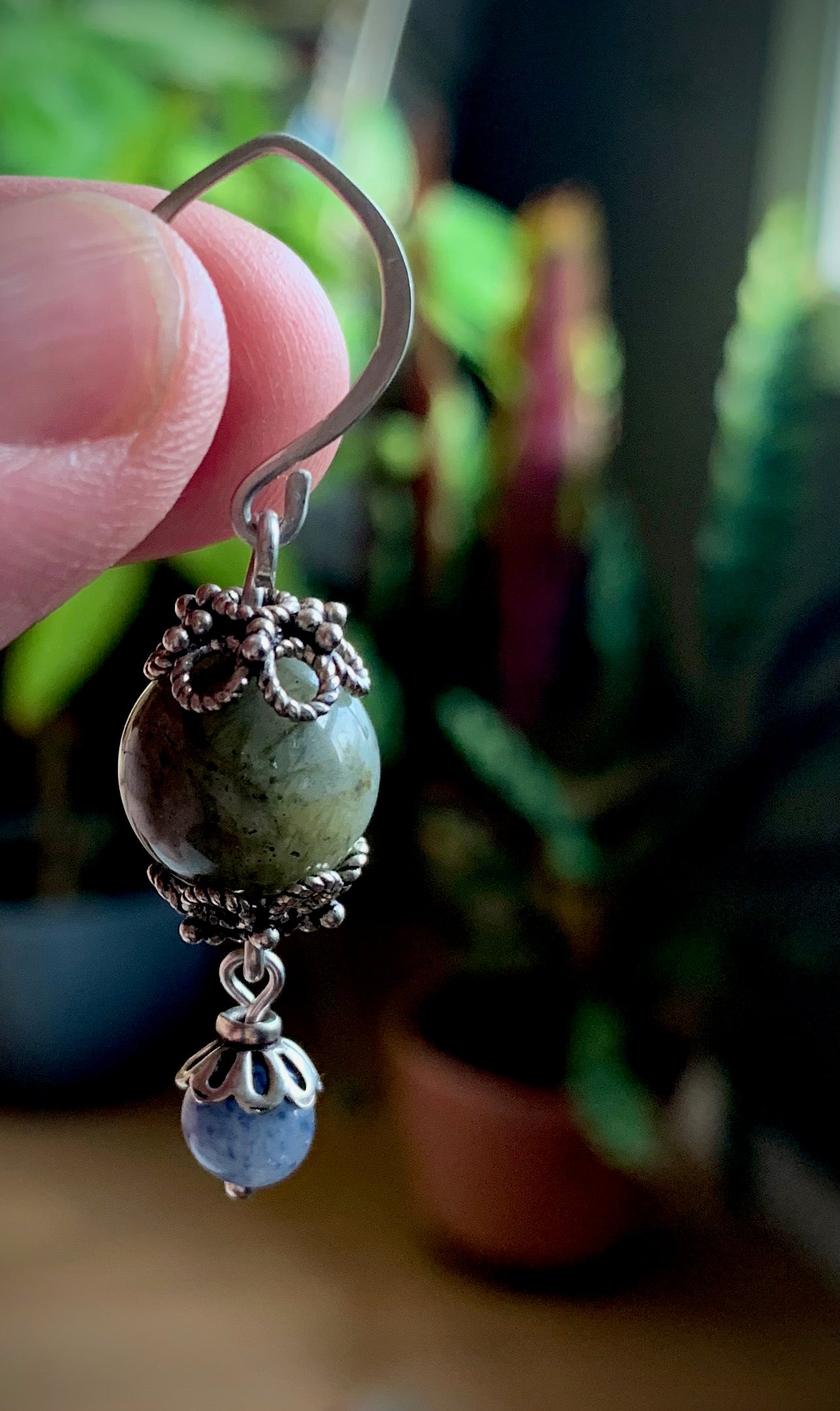 Labradorite and Blue Aventurine Earrings