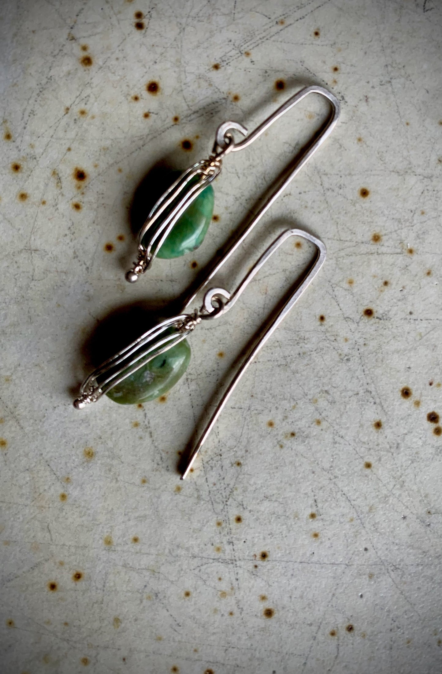 Green Aventurine Wire-wrapped Earrings